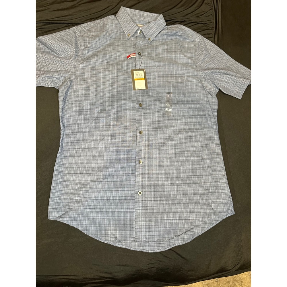 Van Heusen Flex Mens Sm Blue Underground Non Iron Short Sleeve Button Down Shirt - Picture 2 of 8